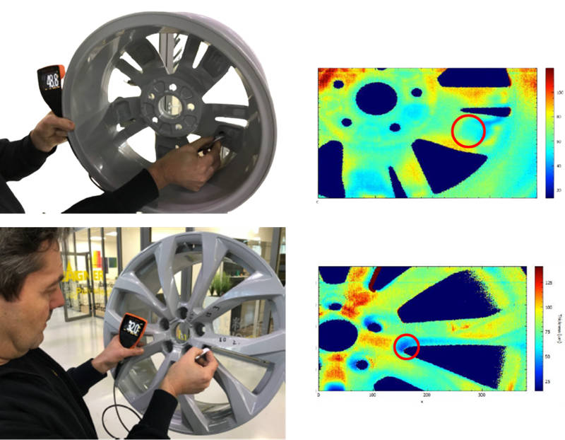 使用塗魔師3D Inline非接觸整體(ti) 膜厚成像係統,彎角、台階處也能精準出塗層厚度