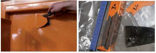 塗層與(yu) 底材之間粘連性較差