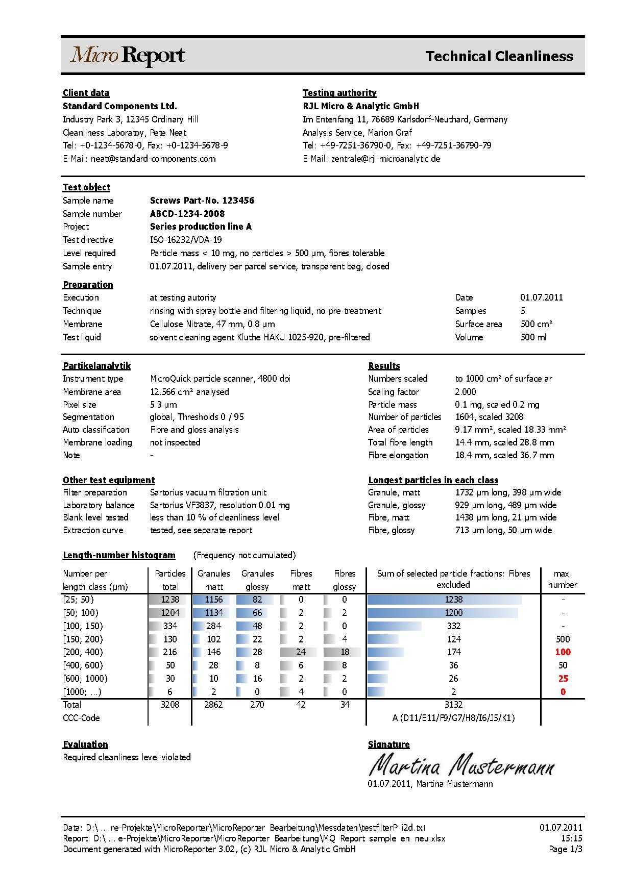 顆粒清潔度儀(yi) 配套軟件
