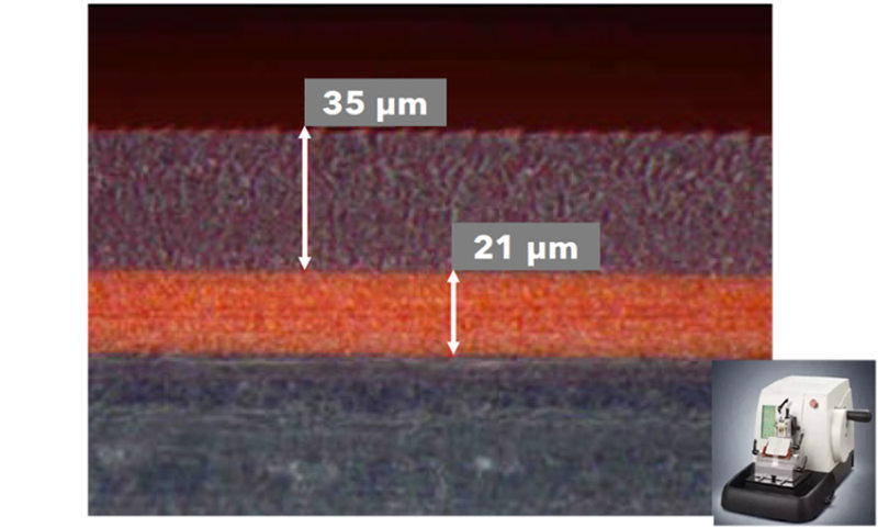 顯微鏡下塗層厚度情況