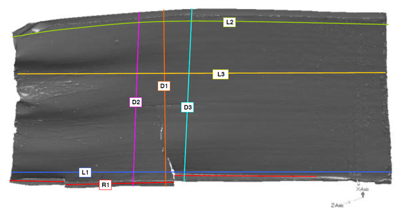 圖10厚度測量截麵示意圖