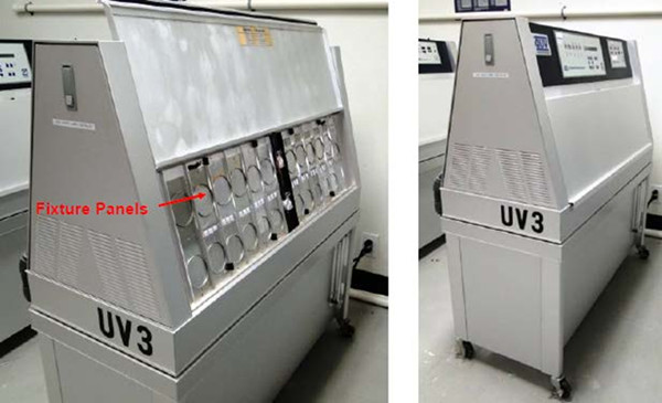 圖1. 用於(yu) 室內(nei) 照明測試的QUV紫外老化試驗箱