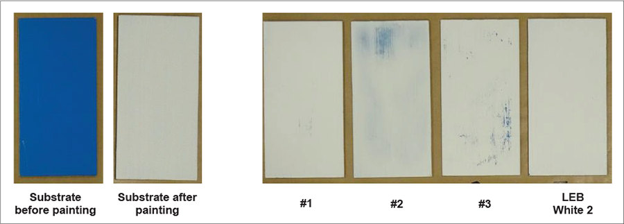 圖5為(wei) 噴淋試驗前後帶有白色底座的麵板