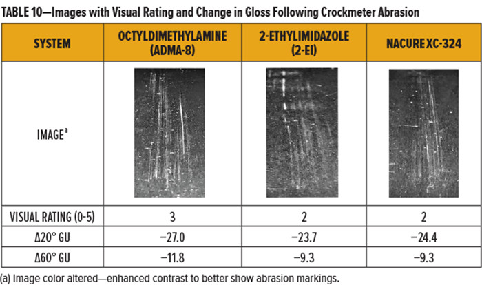 表10-摩擦計磨損後的視覺評級和光澤度變化的圖像